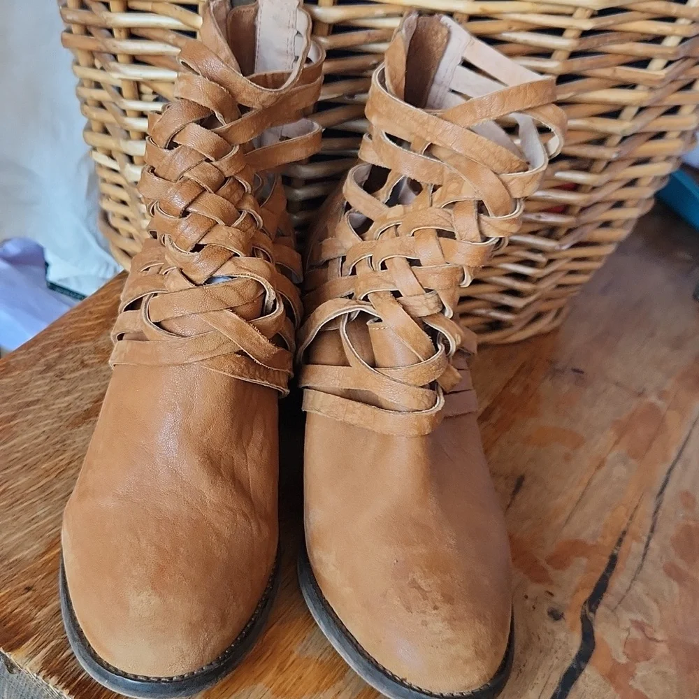 Free People Woven Leather Boots 41 US 10 - Picture 3 of 16